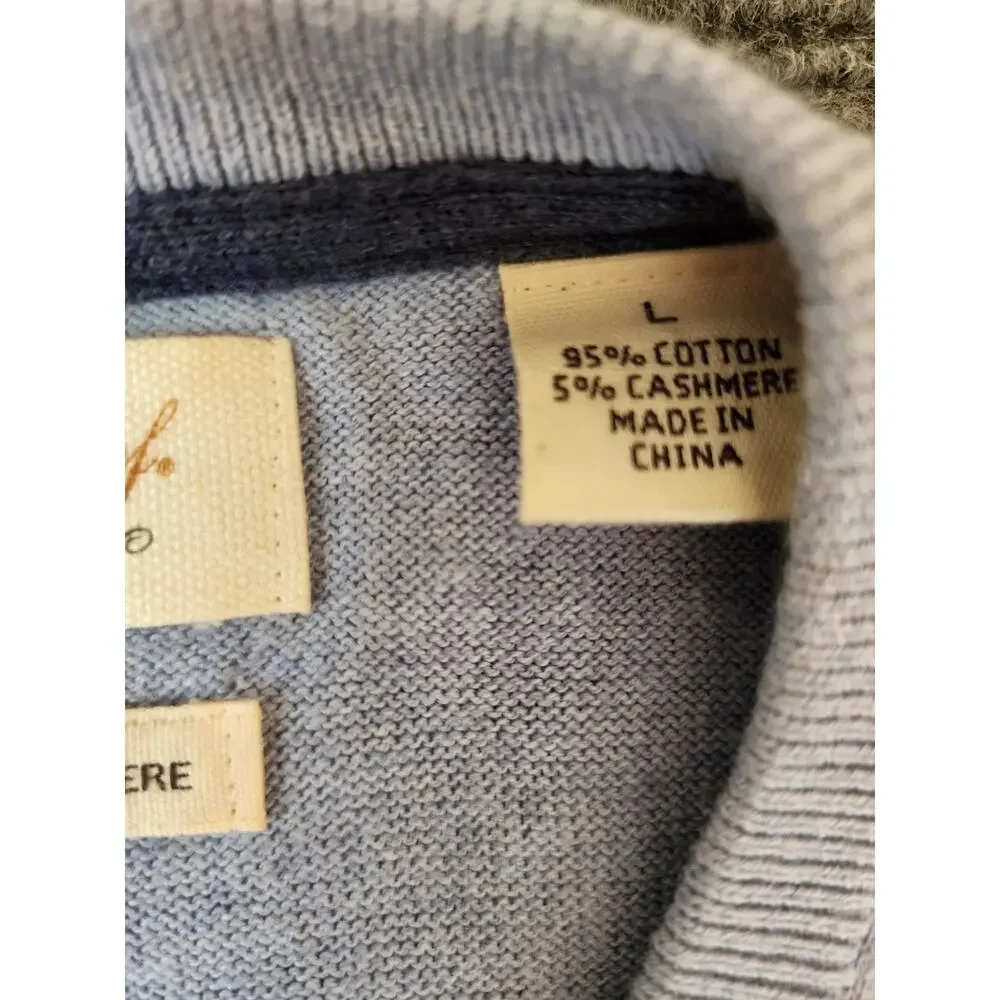 Vintage Weatherproof Cotton Cashmere V-Neck Sweater Men's Size Large Blue